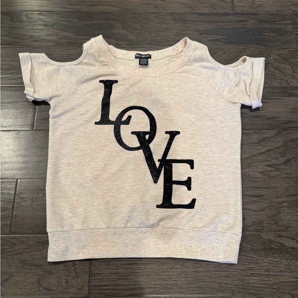 Miss Chievous Beige Top LOVE Size Med- Large